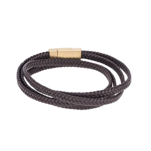 Βραχιόλι Senza Men's Steel Brown Leather Strap