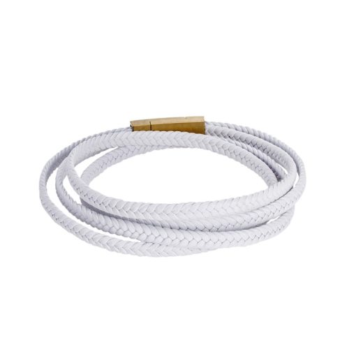 Βραχιόλι Senza Men's Steel White Leather Strap