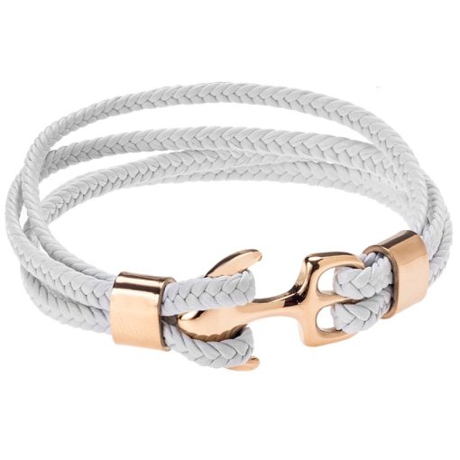 Βραχιόλι Senza Men's Steel White Leather Strap