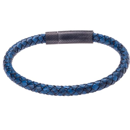 Βραχιόλι Senza Men's Steel Dark Blue Leather Strap