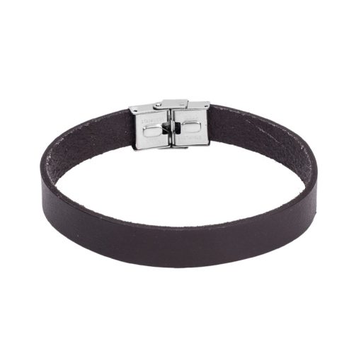 Βραχιόλι Senza Men's Steel Brown Leather Strap