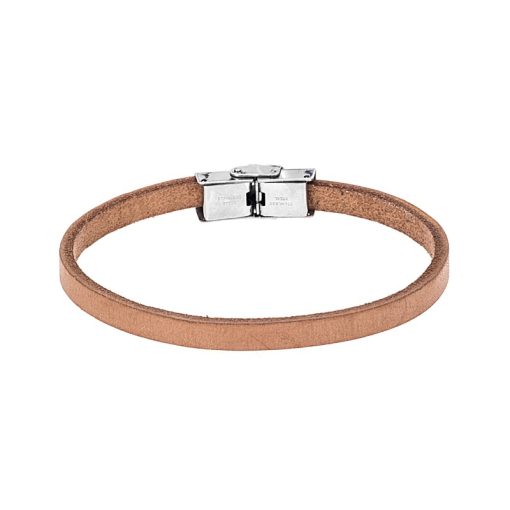 Βραχιόλι Senza Men's Steel Beige Leather Strap