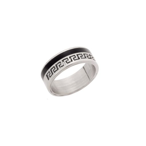 Δαχτυλίδι Senza Unisex Black & Silver Steel, με μαίανδρο