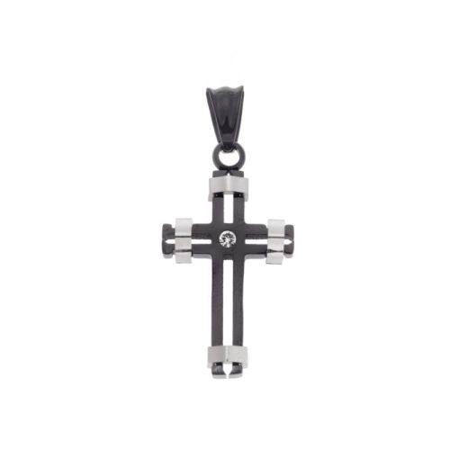 Μοτίφ Senza Men's Steel, Δίχρωμος Σταυρός από Ατσάλι