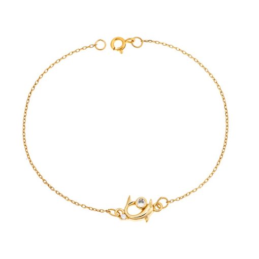 Βραχιόλι Senza Silver 925 Gold Plated, δελφίνι με ζιργκόν