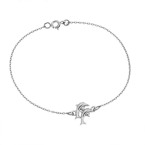 Βραχιόλι Senza Silver 925, διπλό δελφίνι