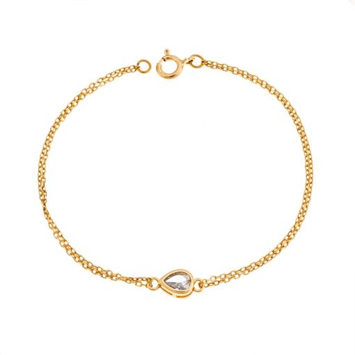 Βραχιόλι Senza Silver 925 Gold Plated, δάκρυ με διαφανές ζιργκόν