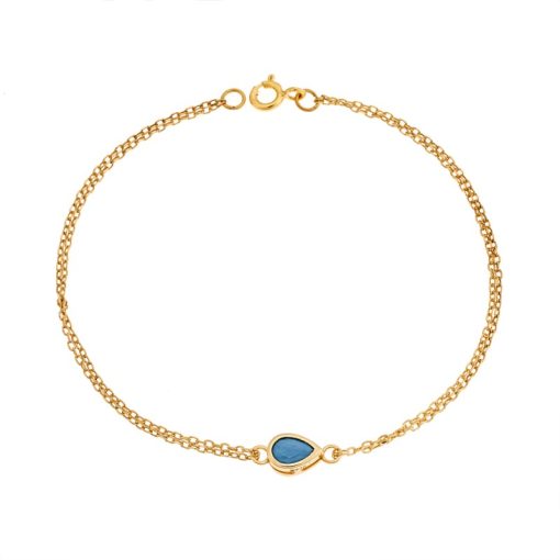 Βραχιόλι Senza Silver 925 Gold Plated, δάκρυ με τυρκουάζ ζιργκόν