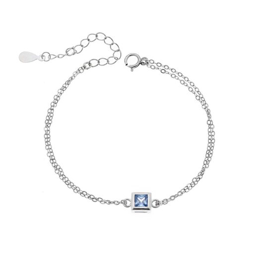 Βραχιόλι Senza Silver 925, τετράγωνο με aquamarine ζιργκόν