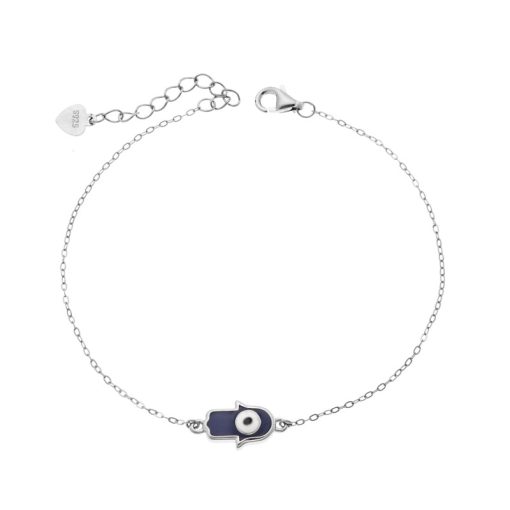Βραχιόλι Senza Silver 925, Ματάκι μέσα σε χεράκι με σμάλτο