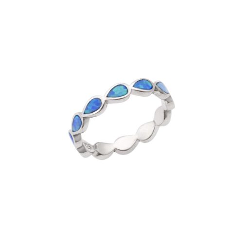 Δαχτυλίδι Senza από ασήμι 925, βέρα με δάκρυ και Opal