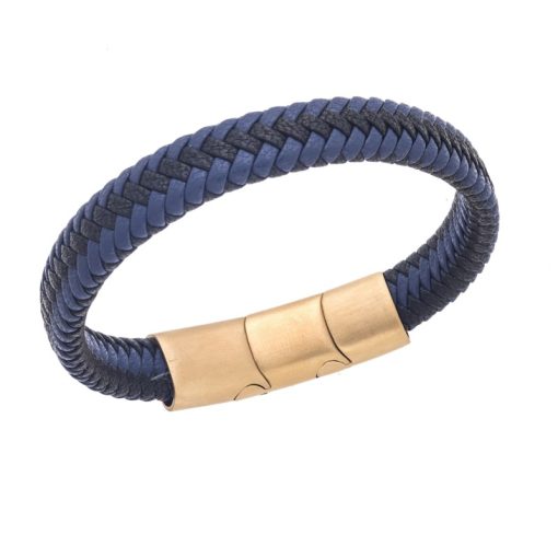 Βραχιόλι Senza Men's Stainless Steel - Black & Blue Leather Strap