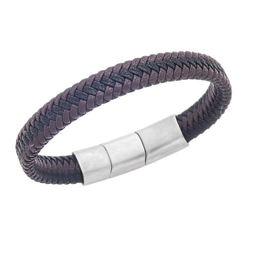 Βραχιόλι Senza Men's Stainless Steel - Black & Brown Leather Strap
