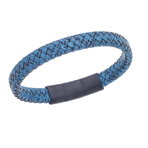 Βραχιόλι Senza Men's Stainless Steel - Blue Leather Strap