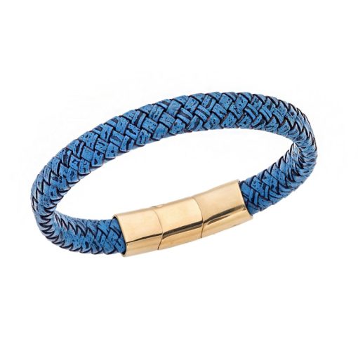 Βραχιόλι Senza Men's Stainless Steel - Blue Leather Strap