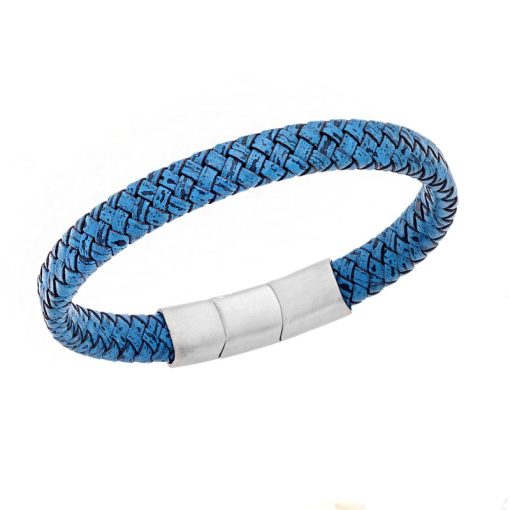 Βραχιόλι Senza Men's Stainless Steel - Blue Leather Strap