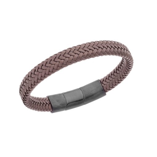 Βραχιόλι Senza Men's Stainless Steel - Brown Leather Strap