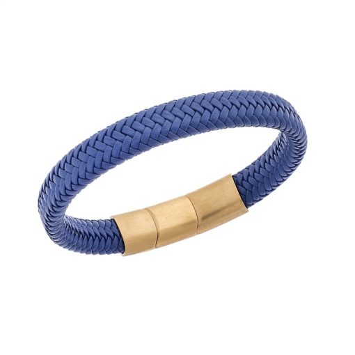 Βραχιόλι Senza Men's Stainless Steel - Blue Leather Strap