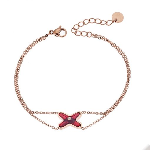 Βραχιόλι Senza Rose Gold -Bordeaux Steel