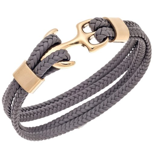 Βραχιόλι Senza Men's Steel Grey Leather Strap