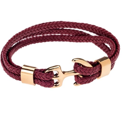 Βραχιόλι Senza Men's Steel Red Leather Strap