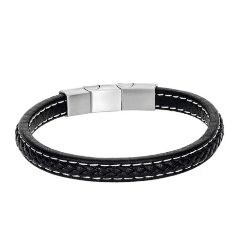 Βραχιόλι Senza Men's Steel Leather Strap