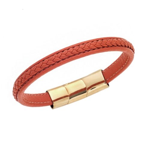 Βραχιόλι Senza Men's Steel Orange Leather Strap