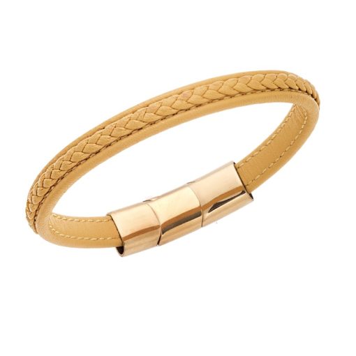 Βραχιόλι Senza Men's Steel Yellow Leather Strap