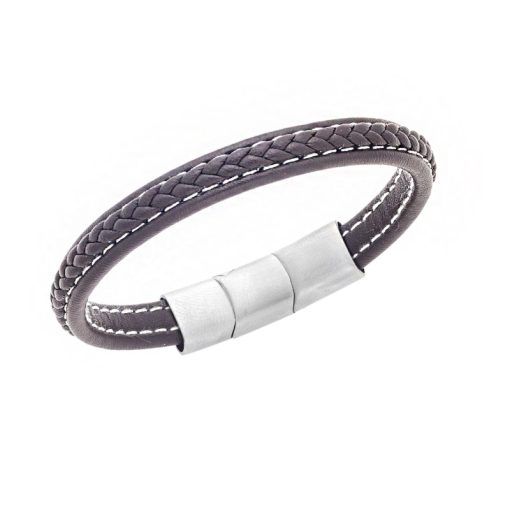 Βραχιόλι Senza Men's Steel Brown Leather Strap