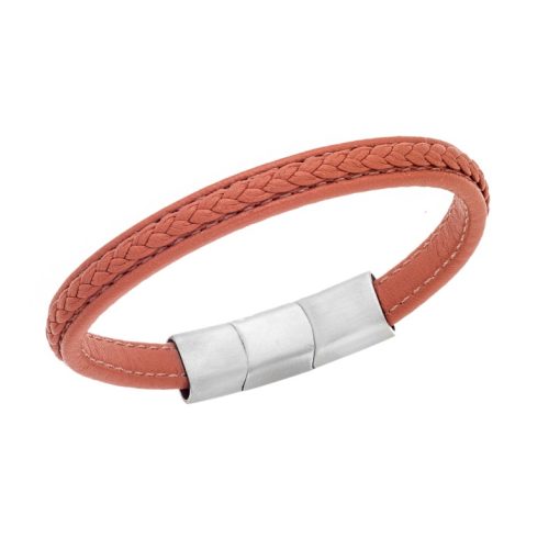 Βραχιόλι Senza Men's Steel Orange Leather Strap