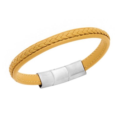 Βραχιόλι Senza Men's Steel Yellow Leather Strap