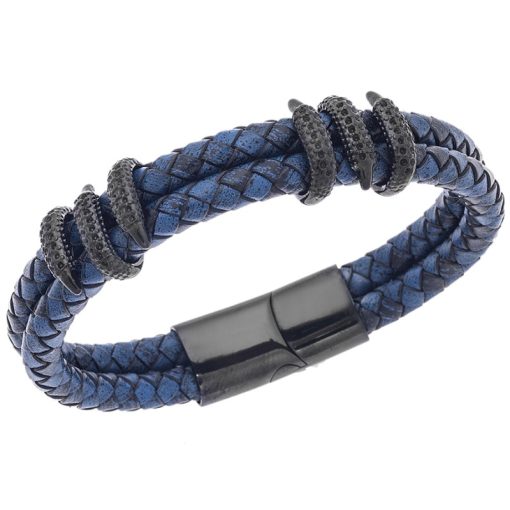 Βραχιόλι Senza Men's Steel Blue Leather Strap
