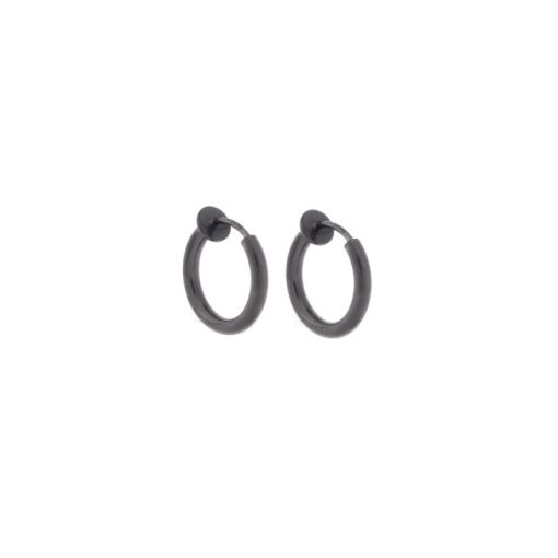 Σκουλαρίκια UNISEX SENZA Black Steel κρίκος χωρίς τρύπα