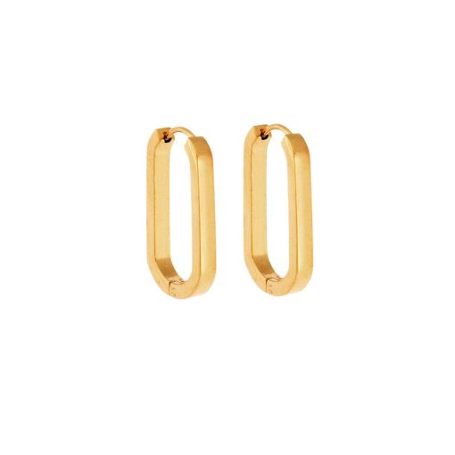 Σκουλαρίκια Κρίκοι Οβάλ SENZA Gold Plated Steel 2.5x1.5 cm