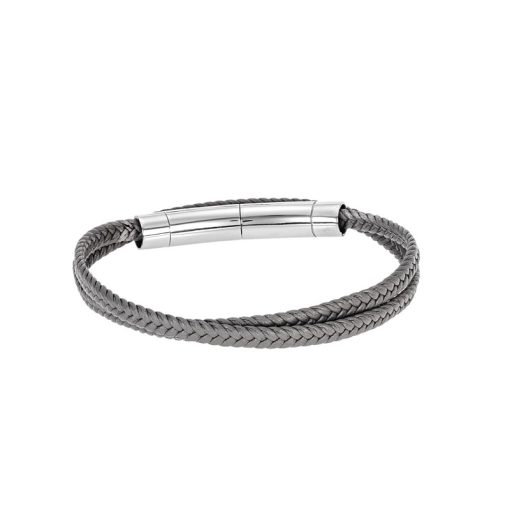 Βραχιόλι Senza Men's Steel Grey Leather Strap