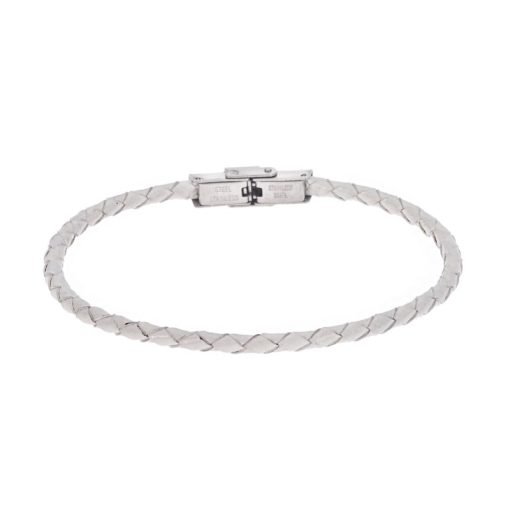 Βραχιόλι Senza Men's Steel White Leather Strap
