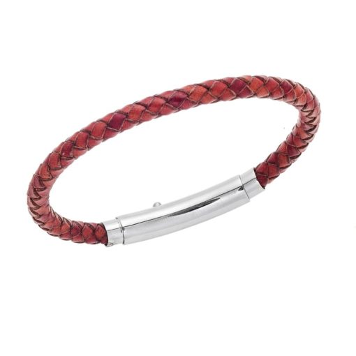 Βραχιόλι Senza Men's Steel Brown Leather Strap