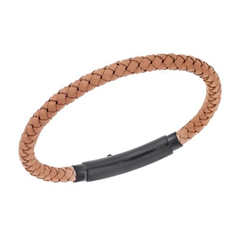 Βραχιόλι Senza Men's Steel Beige Leather Strap
