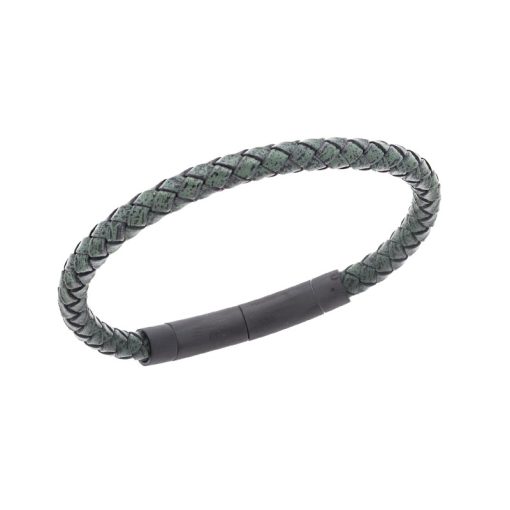 Βραχιόλι Senza Men's Steel Chaki Leather Strap