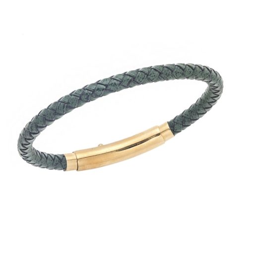 Βραχιόλι Senza Men's Steel Chaki Leather Strap