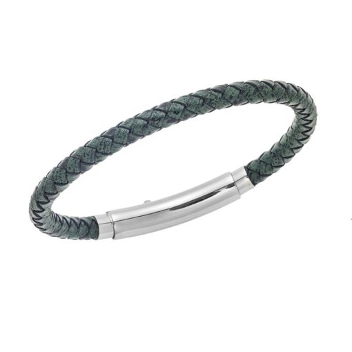Βραχιόλι Senza Men's Steel Chaki Leather Strap
