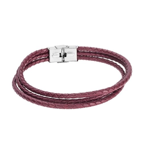 Βραχιόλι Senza Men's Steel Brown Leather Strap