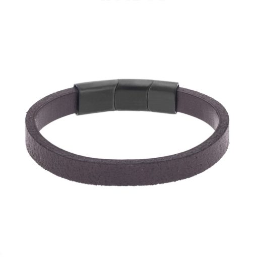 Βραχιόλι Senza Men's Steel Brown Leather Strap