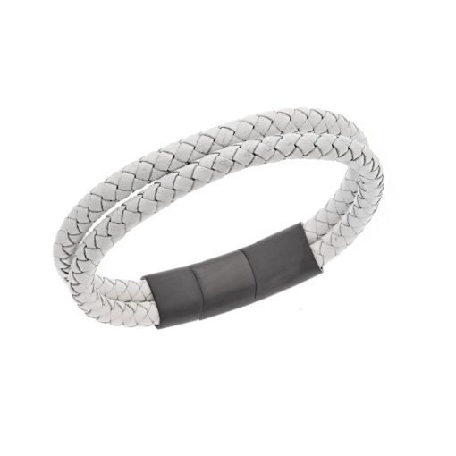 Βραχιόλι Senza Men's Steel White Leather Strap