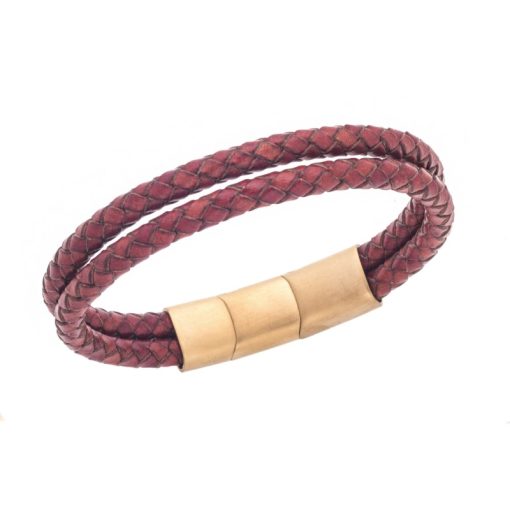 Βραχιόλι Senza Men's Steel Brown Leather Strap