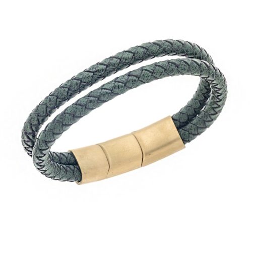 Βραχιόλι Senza Men's Steel Chaki Leather Strap