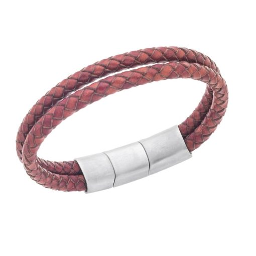 Βραχιόλι Senza Men's Steel Brown Leather Strap