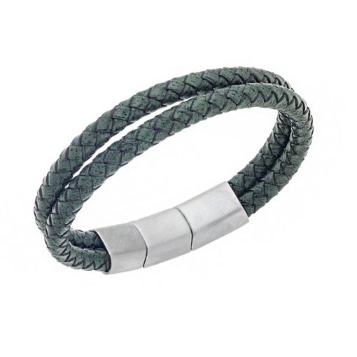 Βραχιόλι Senza Men's Steel Chaki Leather Strap