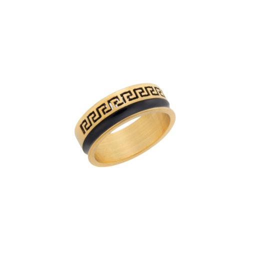 Δαχτυλίδι Senza Unisex Black & Gold Plated Steel, με μαίανδρο