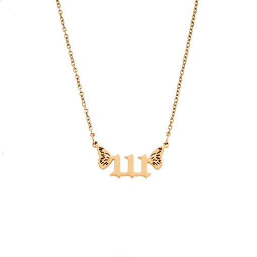 Κολιέ Senza Stainless Steel Gold Plated, Angel Numbers